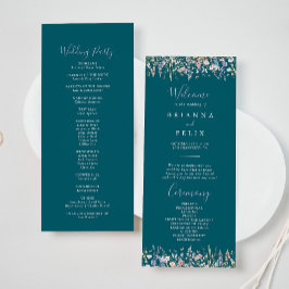 Zomer Multicolor Wildflower Green Wedding Programm Programma
