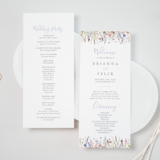 Zomer Multicolor Wildflower Wedding Programma