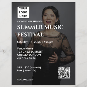 Zomer Muziekfestival QR-code en Logo Flyer