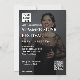 Zomer Muziekfestival QR-code en Logo Kaart