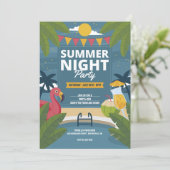 Zomer Nacht Party Uitnodiging (Staand voorkant)