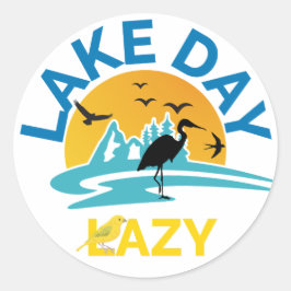 Zomer Natuur "Lake Day Lazy" Outdoor Vibes Design Ronde Sticker