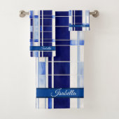 Zomer Navy Blue Boat Modern Stripes Collectie Bad Handdoek (Insitu)