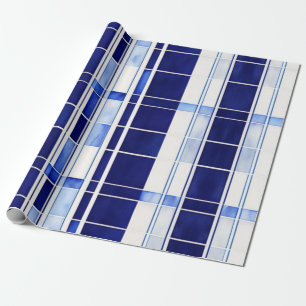 Zomer Navy Blue Boat Modern Stripes Collectie Cadeaupapier