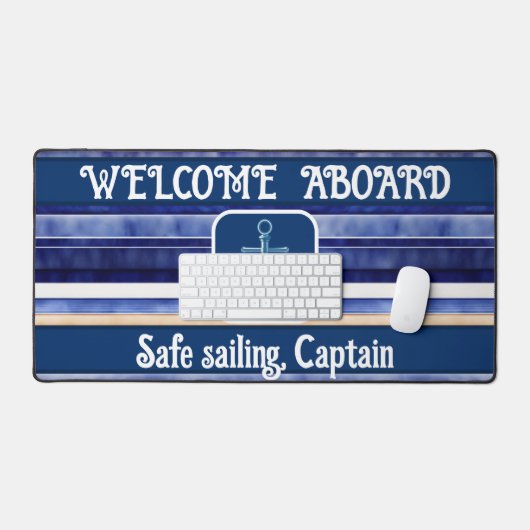 Zomer Navy Blue Modern Boat Stripes Collectie Bureaumat (Keyboard & Muis)
