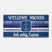 Zomer Navy Blue Modern Boat Stripes Collectie Bureaumat (Voorkant)