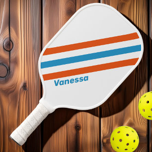 Zomer Nostalgische Strepen met Naam Pickleball Paddle