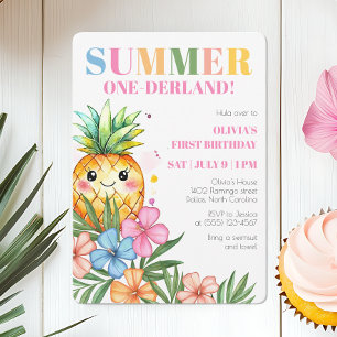 Zomer Onederland Fruit Meisjes 1e Verjaardagsfeest Kaart