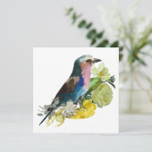 Zomer ontwerp met Lila borsten Roller vogel Kaart (Staand voorkant)