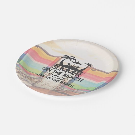 Zomer op de strand | Gepersonaliseerd Papieren Bordje (Gekanteld)