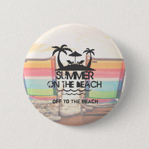 Zomer op de strand   Gepersonaliseerd Ronde Button 5,7 Cm