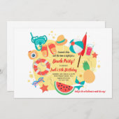 Zomer op het strand uitnodiging (Voorkant / Achterkant)