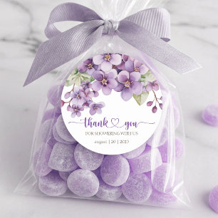 Zomer Paarse Delicate Violet Flowers Bedankt Ronde Sticker