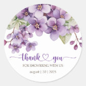 Zomer Paarse Delicate Violet Flowers Bedankt Ronde Sticker (Voorkant)