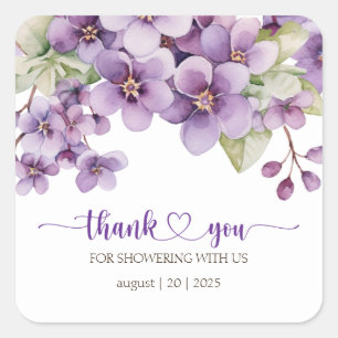 Zomer Paarse Delicate Violet Flowers Bedankt Vierkante Sticker