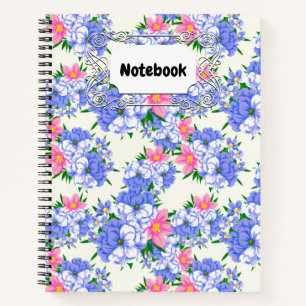 Zomer Paarse Pink Floral Garden Waterverf Notitieboek