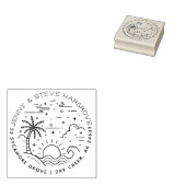 Zomer Palm Trees & Sunset Beach Retouradres Rubberstempel (Gestempeld)