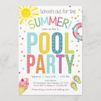 Zomer Party Pool Party Scholen Out Uitnodiging