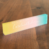 Zomer Pastel Gradiënt | Gepersonaliseerde Script N Naambordje (Zijkant)