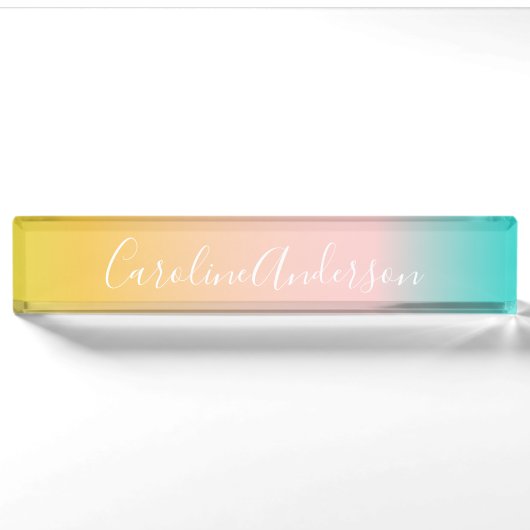 Zomer Pastel Gradiënt | Gepersonaliseerde Script N Naambordje (Voorkant)