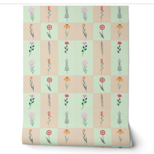 Zomer pastelkleurige bloemenpatroon behang