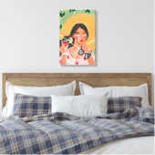 Zomer petten zonnebrillen canvas afdruk (Insitu (Slaapkamer))