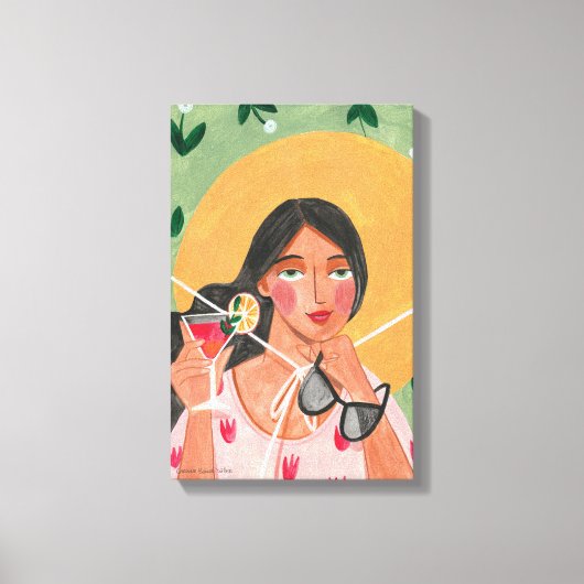 Zomer petten zonnebrillen canvas afdruk (Voorkant)