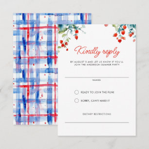 Zomer picknick rood wit blauw familie reünie RSVP kaartje