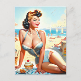  Zomer Pin-Up Meisje Briefkaart