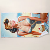 Zomer Pin-Up Meisje Strandlaken (Voorkant)