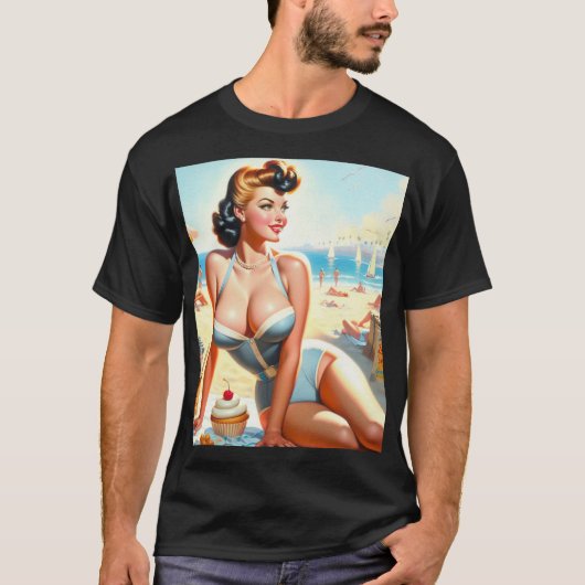 Zomer Pin-Up Meisje T-shirt (Voorkant)