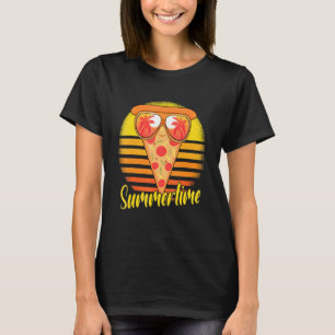 Zomer Pizza Retro Zonsondergang Strand Vakantie Pi T-shirt