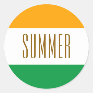 ZOMER Plezier Bright Lemon Limoen White Stripes Ronde Sticker