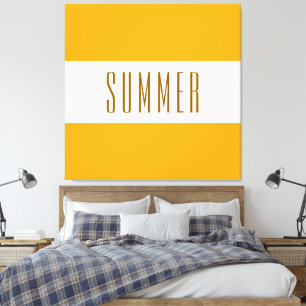 ZOMER Plezier Helder Gouden Gele Witte Strepen Canvas Afdruk