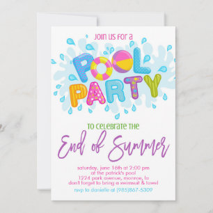 Zomer Pool Party, Einde van het schooljaar Party Kaart