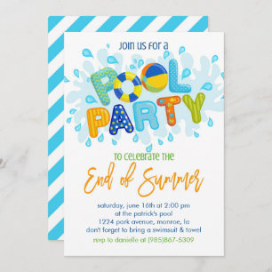 Zomer Pool Party, Einde van het schooljaar Party Kaart