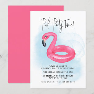Zomer Pool Party Roze Flamingo Elke Leeftijd Verja Kaart