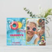 Zomer Pool Party Verjaardag FOTO Kaart (Staand voorkant)