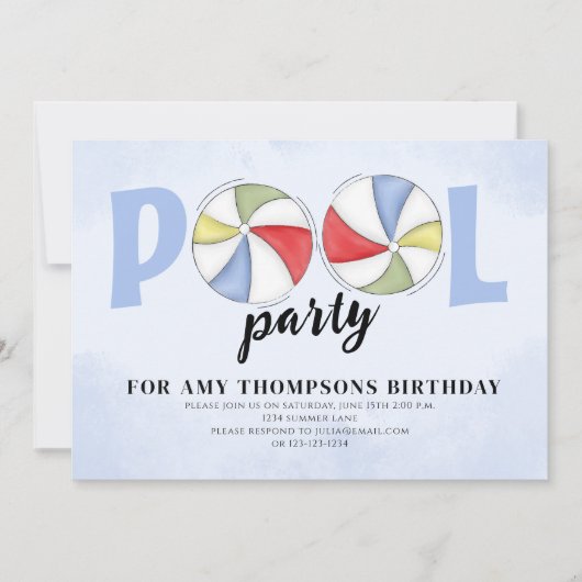 Zomer Pool Party Verjaardag Strandballen Kaart (Voorkant)