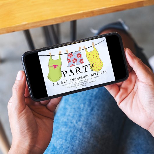 Zomer Pool Party Verjaardag Zwemkleding Aangepast Kaart