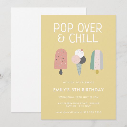 Zomer Pop Over & Chill Popsicle Feestje Verjaardag Kaart (Voorkant / Achterkant)