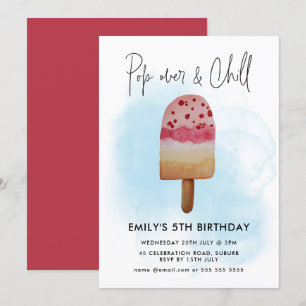 Zomer Pop Over & Chill Popsicle Feestje Verjaardag Kaart