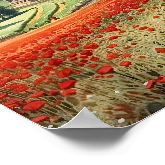 Zomer Poppy Field Landschap Poster (Hoek)