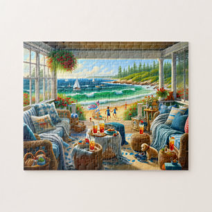Zomer Porch Landschap aan de Kust van New England Legpuzzel