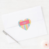 Zomer Rainbow Stripes Monogram Script Hart Sticker (Envelop)
