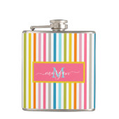 Zomer Rainbow Stripes Monogram Script Heupfles (Voorkant)