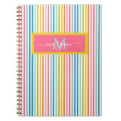 Zomer Rainbow Stripes Monogram Script Notitieboek (Voorkant)