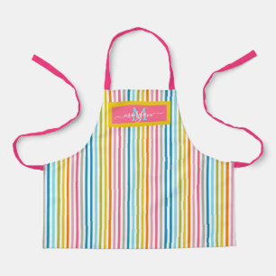 Zomer Rainbow Stripes Monogram Script Schort