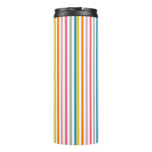 Zomer Rainbow Stripes Monogram Script Thermosbeker (Achterkant)