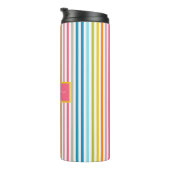 Zomer Rainbow Stripes Monogram Script Thermosbeker (Geroteerd rechts)